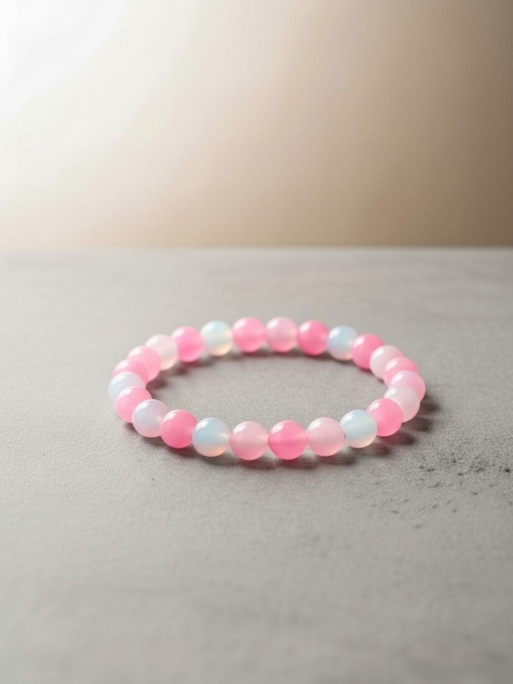 Soft Pink Beaded Stretch Bracelet